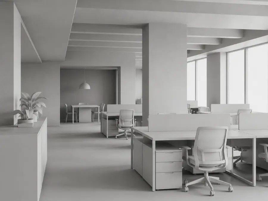 Render 3D de oficina en Madrid